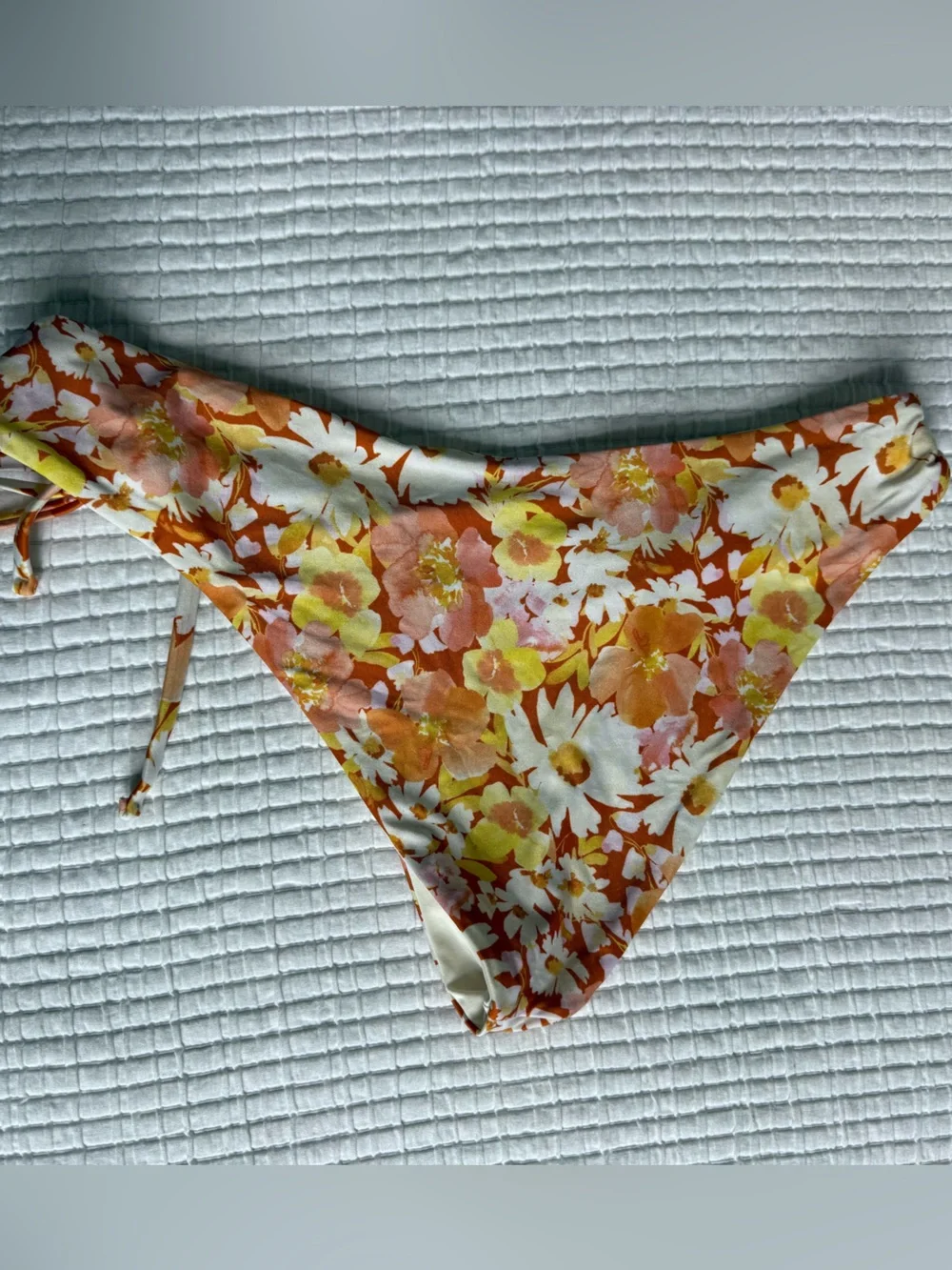 Lspace Floral Tie-Side Bikini Bottom in Cream & Orange
